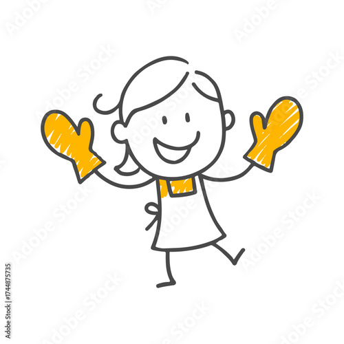 The Joy and Proud Expression of an Individual Wearing Oven Mitts Over the Success of the Meal They Cooked.