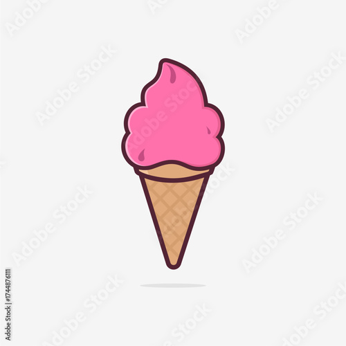 Vector ice cream cone delicious and tasty