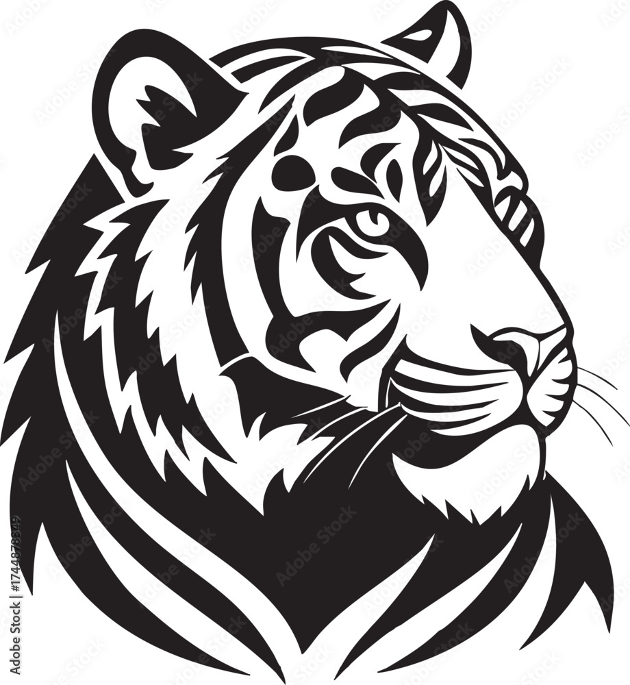 Obraz premium Tiger head vector silhouette illustration