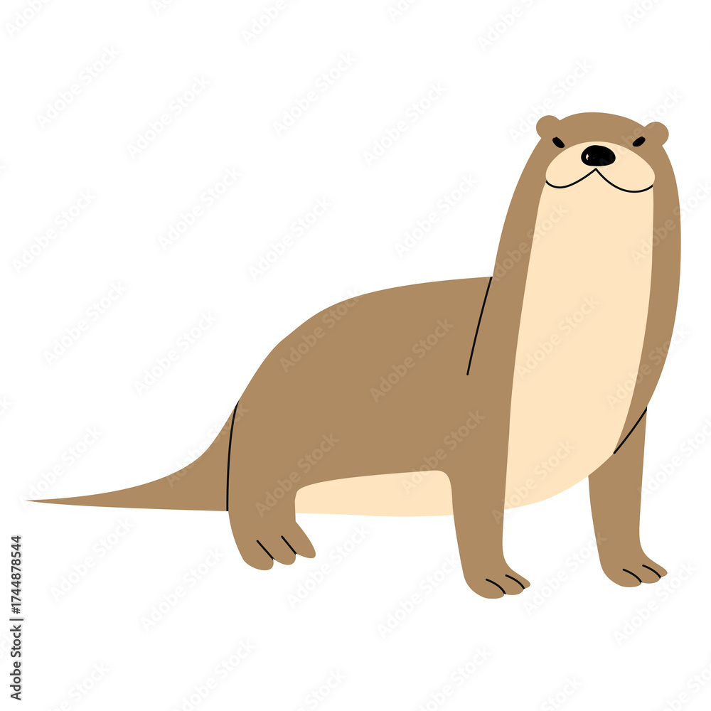 Obraz premium Otter Single 5 cute, PNG illustration.