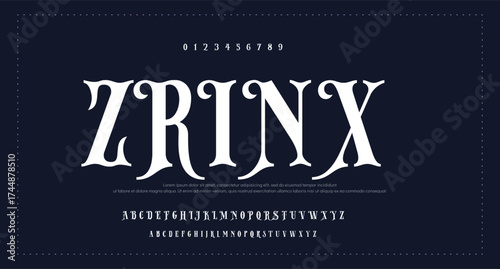 
Sans serif typography font vector. Modern clean regular character set. Creative alphabet simple typeface. Digital letter type style. Logo art banner poster flyer billboard text graphic design