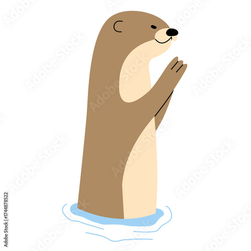 Otter Single 2 cute, PNG illustration.