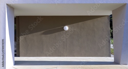 Wallpaper Mural Building entrance with outdoor  lamp on brown plaster wall and sife sunlight. Concrete floor . Background for copy space. Torontodigital.ca