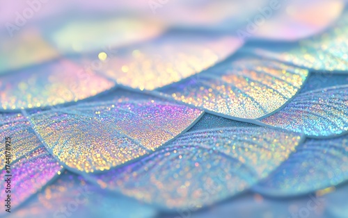 Iridescent Pastel Scales Texture Background, Mermaid or Dragon Skin, Fantasy Abstract Design