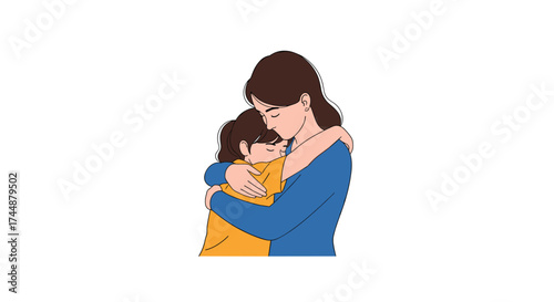 Mother embracing her child with love and comfort.