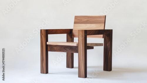 Contemporary solid wood armchair with geometric design