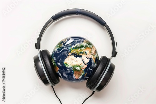 Global Harmony World Music Audio Books Podcasts and Our Planet Connected on transparent background