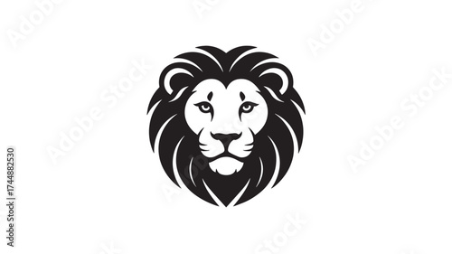 Lion head with mane isolated on white background, a majestic and powerful animal