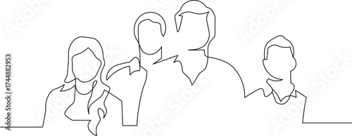 Dynamic single line art showcasing business team collaboration, ideal for modern startup culture and innovative company branding materials, showing minimalist elegance