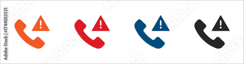 Online scam call warning icon, spam call. Solid vector icon.