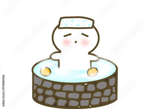 Relaxing Hot Spring Character / 温泉に浸かってまったりしている可愛いキャラクター