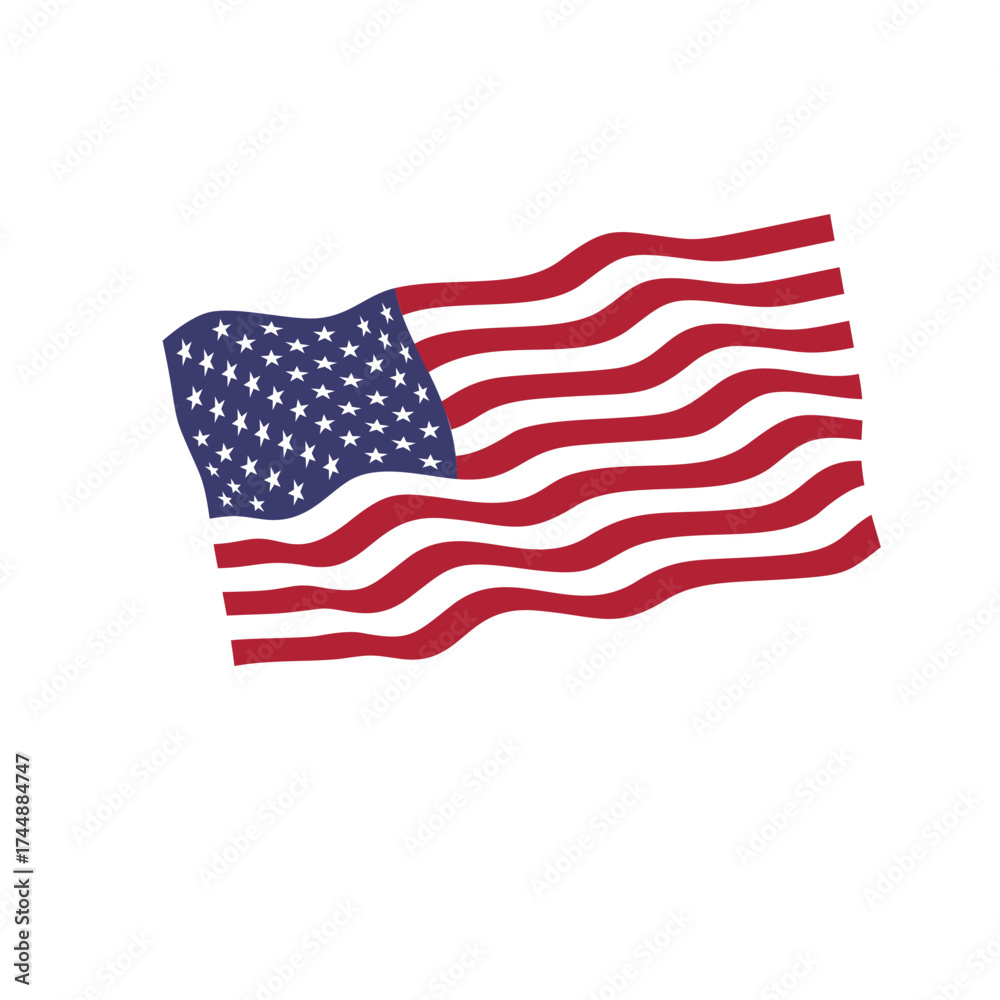 Fototapeta premium Waving United States of America flag - vector illustration