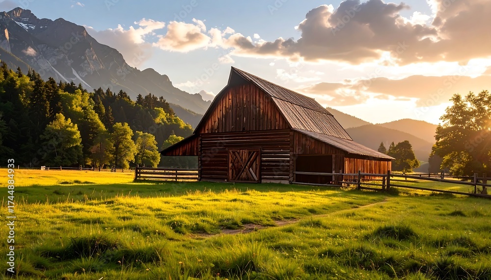 Fototapeta premium Rustic barn at golden hour