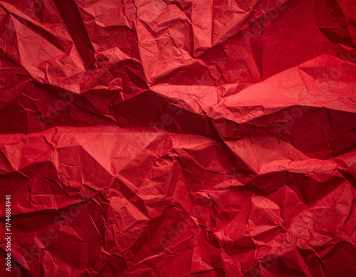 Red wrinkled paper background texture for abstract design material