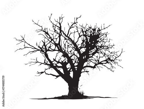 Enchanting Dark Fantasy Tree Silhouette for Mythical Design Projects