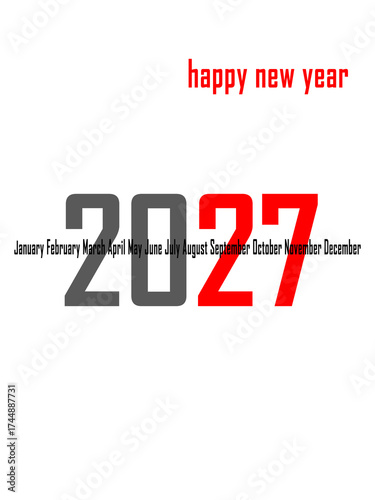 2027 new year text design agenda celebration greeting background template. New year's eve celebration concept. Happy New Year