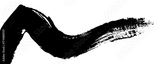 Vector Black Ink Splash Brush Line For Artistic On White Background