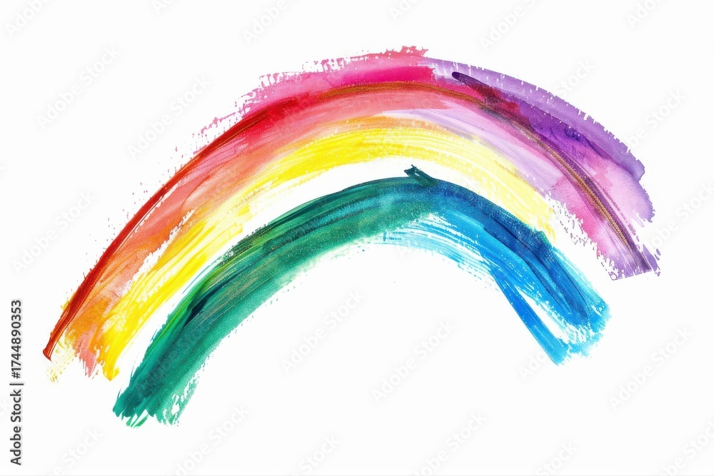 Naklejka premium Watercolor Rainbow Painting Brush Strokes Colorful Artistic Weather on transparent background