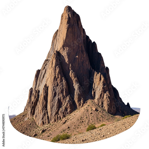 Jagged rocky mountain peak isolated on transparent background