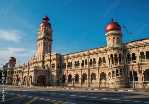 Sultan abdul samad building in kuala lumpur, malaysia, with its iconic clock tower