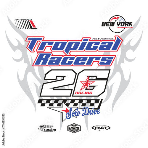 Extreme sports racing jersey design with numbers