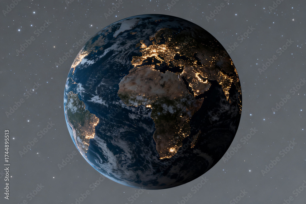 Obraz premium Earth from space at night