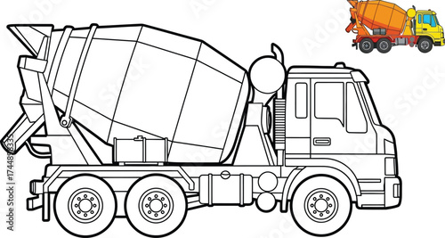 Cement mixer truck coloring page for kids printable free download