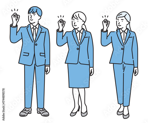 シンプル　イラスト　リクルートスーツを着て立つ男性と女性リクルートスーツを着て立つ男性と女性