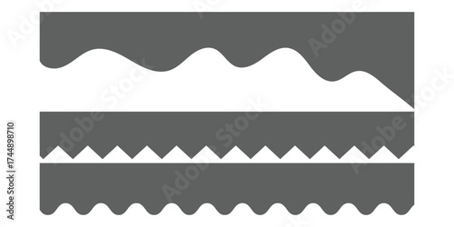 Curved background section and frame template. Curved border shape, dividers Shapes for website design