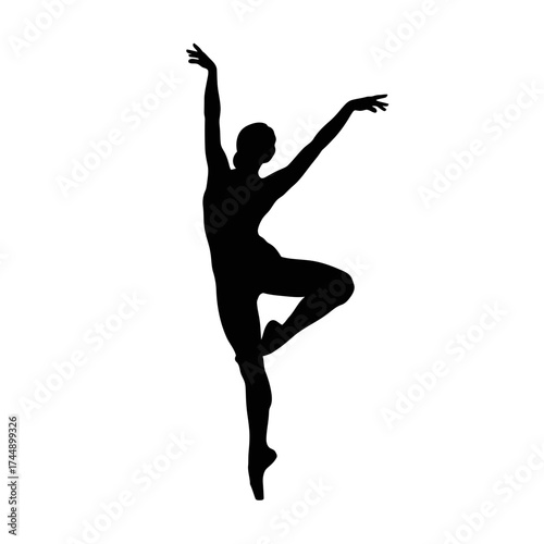 Poetic Dynamic Vector Silhouette of a Female Dancer Mid-Leap