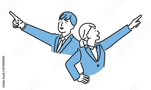 シンプル　イラスト　就職活動中の男性と女性