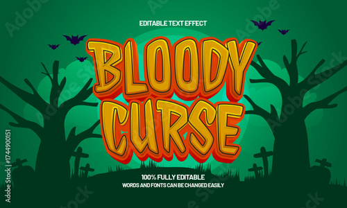 bloody curse editable text effect