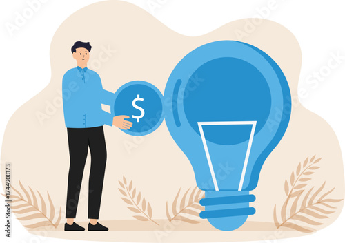Fundraising idea and funding new innovative project, donation investing to support startup idea concept
