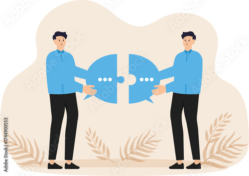 Success communicate and discussion or interview, achieve business agreement, solution or partnership deal, perfect match connection concept
