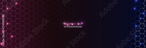 Abstract futuristic hexagon background, realistic purple vector bg with honeycomb for digital tech, game graphics, medicine, science, technology, bio.