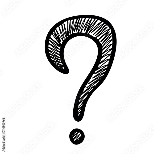 Hand drawn question mark clipart Single element for design
