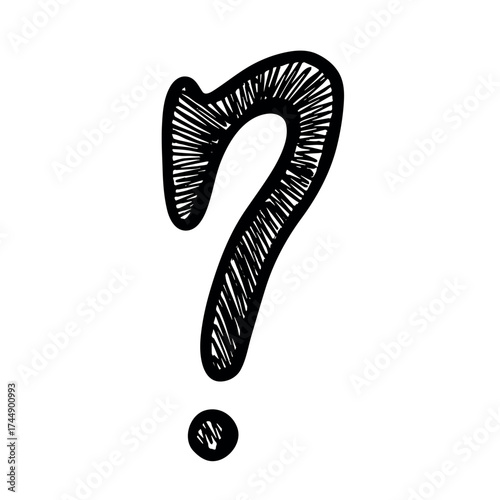 Hand drawn question mark clipart Single element for design