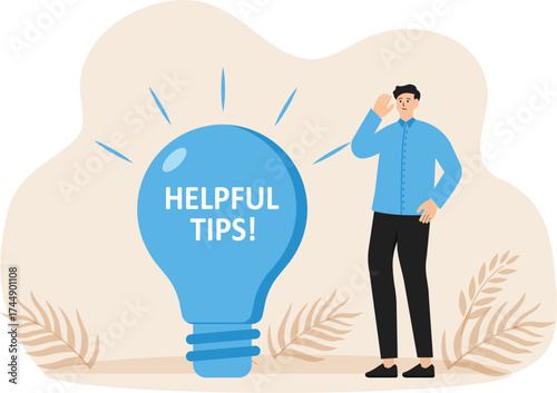 Helpful tips for business and useful ideas,smart trick to success, advice or suggestion for improvement concept
