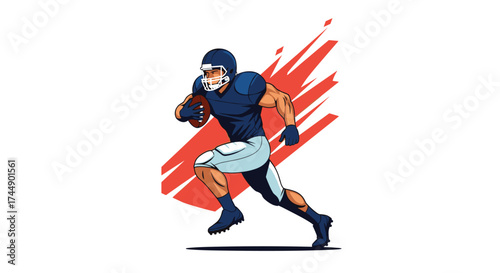 An American football player running with the ball during a game.