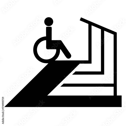 Accessible ramp black vector on white background.