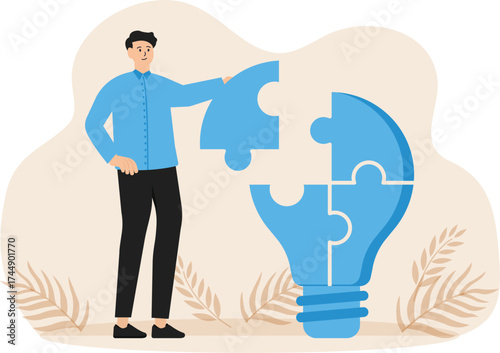 Problem solver and get solution to overcome difficulty,creativity or innovation to fix problem or trouble concept
