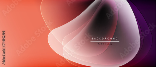 Abstract flowing shapes, gradient colors. Orange, purple hues blend smoothly. Modern design element for backgrounds, presentations.