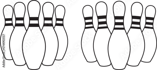 Two sets of bowling pins silhouette