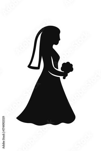 Elegant bride in silhouette walking towards her future silhouette