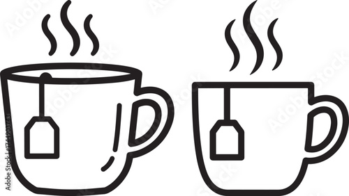 Two steaming cups of tea silhouette
