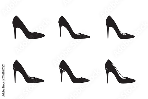 Vector high heel shoes on isolated on white background