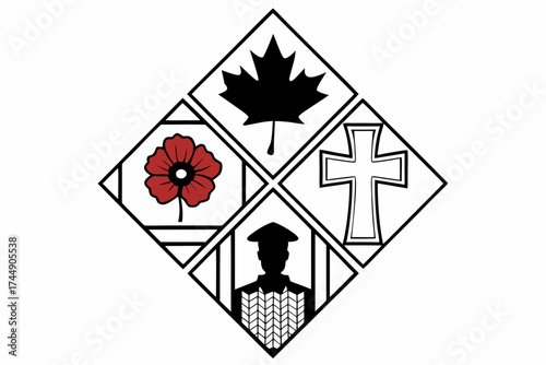 Canada symbol of four symbols for peace, remembrance and faith 