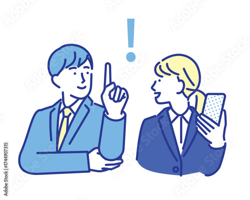 シンプル　イラスト　就職活動中の男性と女性