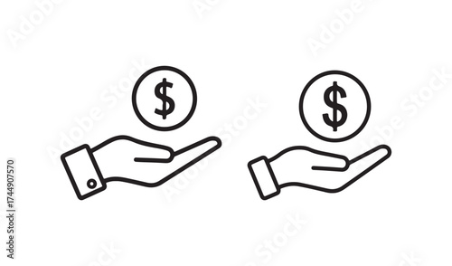 Hand holding a coin isolated on white background vector