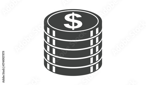 Stack of coins isolated on white background illustration